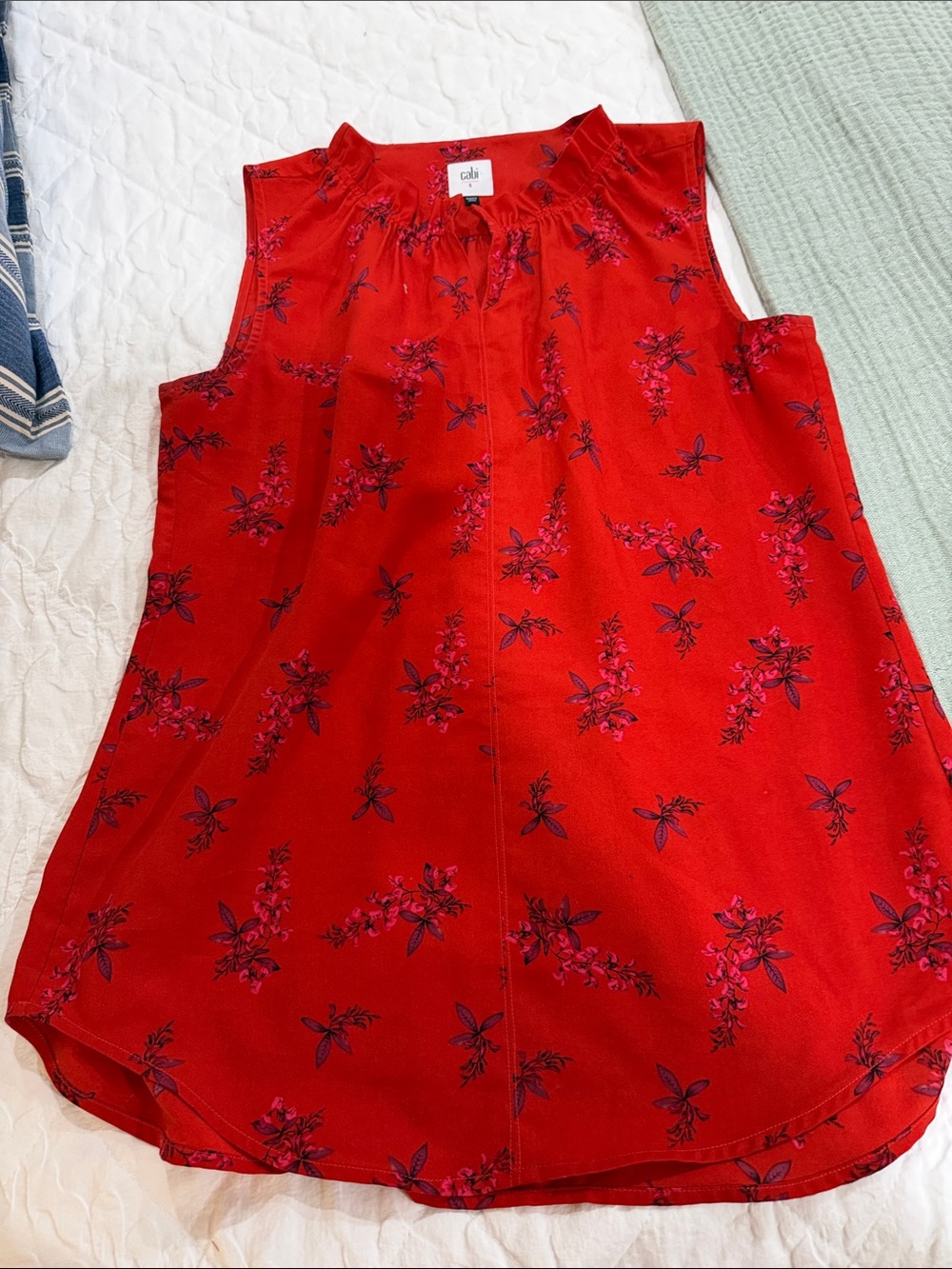 Cali Red Floral Sleeveless Blouse